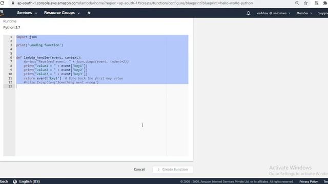 AWS LAMBDA | PYTHON | BEGINNERS | FIRST FUNCTION смотреть онлайн