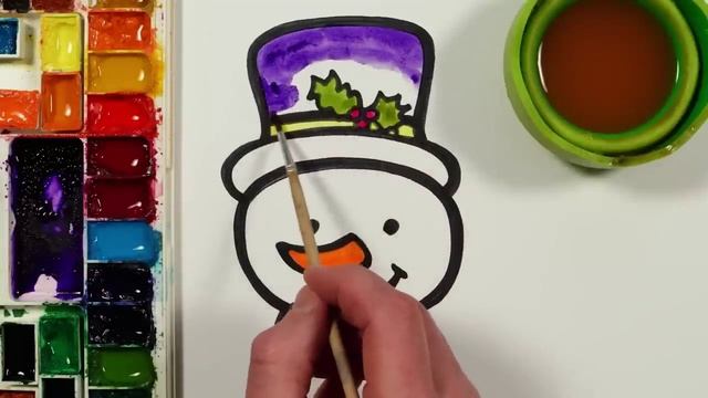 Рисуем Снеговика фломастерами. Рисование для детей смотреть онлайн