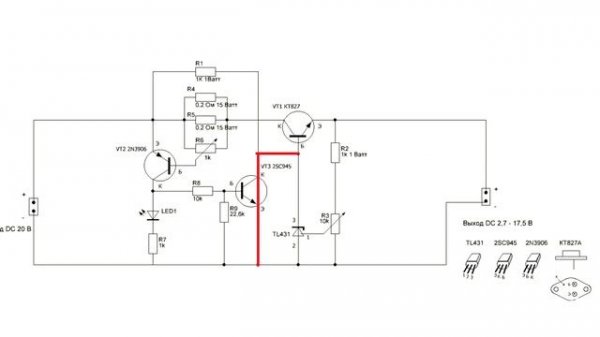 Линейный стабилизатор напряжения на TL431 с защитой по току и от КЗ своими руками