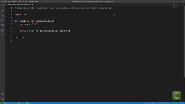 Python - Ejercicio 839: Comprobar que una Cadena Empiece con un Número Específico смотреть онлайн