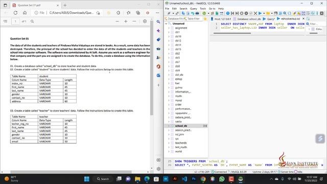 Using MySQL Workbench Software or HediSQL Software to create a table in the database. смотреть онлайн