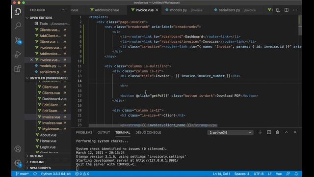 Invoice Web App - Django and Vue Tutorial Part 9 - Django Rest Framework and Vue CLI смотреть онлайн