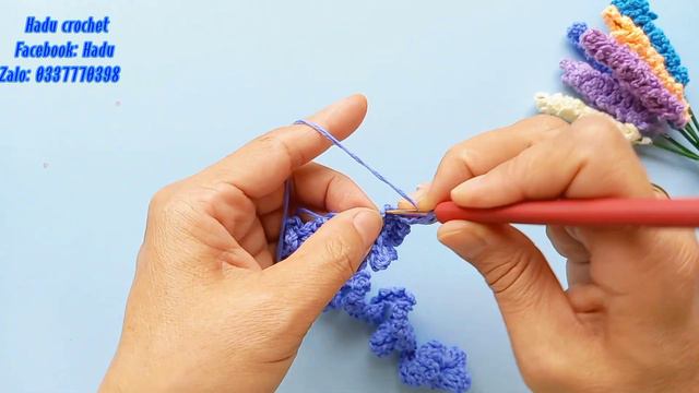 067. Móc hoa oải hương bằng len/ Crochet Lavender / Hadu crochet / Flower. смотреть онлайн