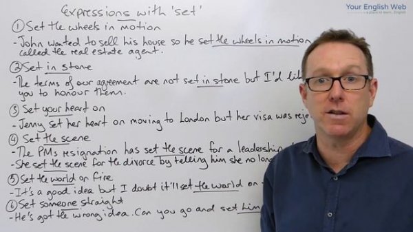 English lesson -  Idioms and phrases with the words SET - frases en inglés