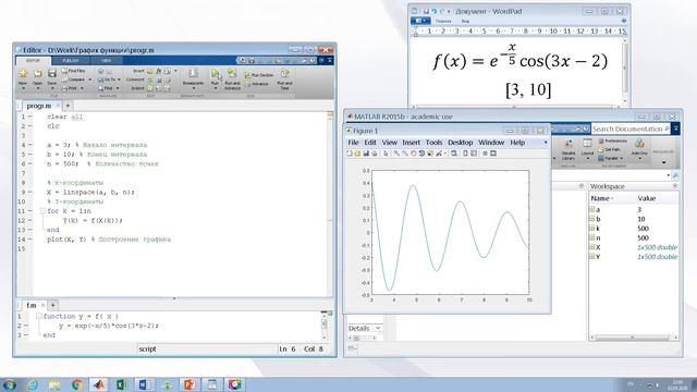 MatLab График функции одной переменной