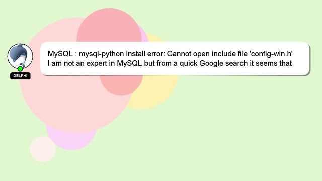 MySQL : mysql-python install error: Cannot open include file 'config-win.h' смотреть онлайн