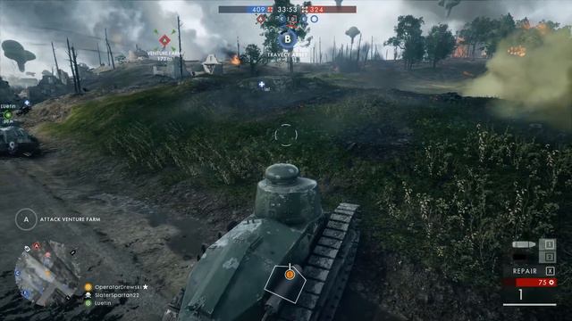 TANK BATTLES IN THE MIST - Battlefield 1 Tank Gameplay смотреть онлайн