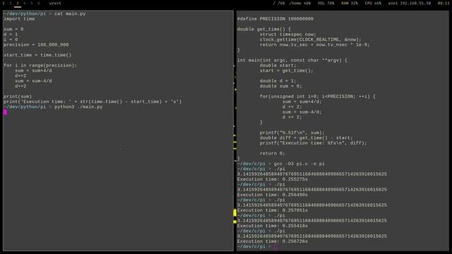 Python is 100x slower than C at calculating Pi смотреть онлайн