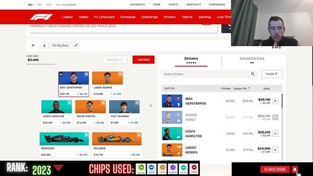 F1 Fantasy 2023 | BRAZIL Team Selection смотреть онлайн