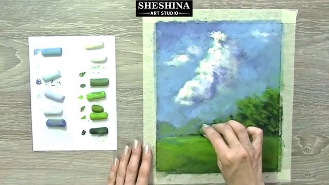 How to draw cloudy sky landscape with soft pastels ? Landscapes смотреть онлайн