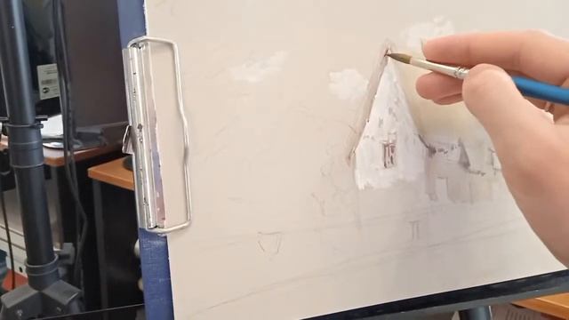 Английский Домик. Смешанная техника. Как соединить Гуашь + Акварель // Урок смотреть онлайн