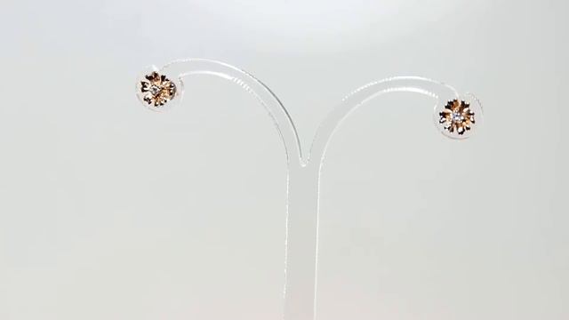 Пусеты цветочки с бриллиантом из золота смотреть онлайн