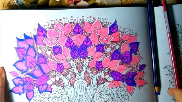 Раскрашиваем крону "чудо дереву" от Джоанны Басфорд "Зачарованный лес" смотреть онлайн