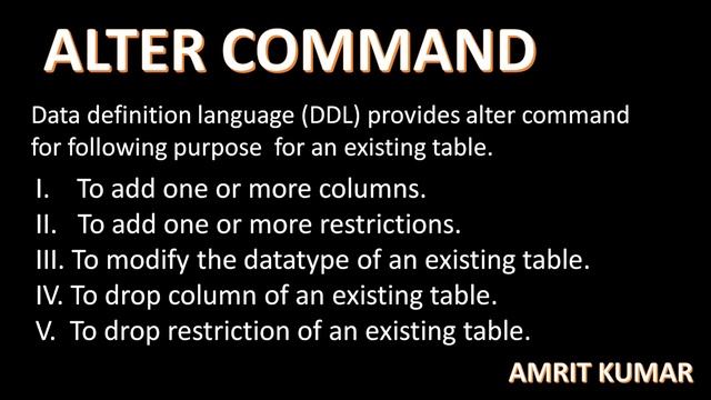 #19 ALTER COMMAND OF ORACLE BY MR. AMRIT KUMAR смотреть онлайн