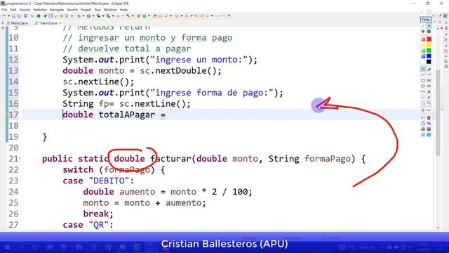 Método return en JAVA ejemplo ingresar un monto y forma de pago usando Switch смотреть онлайн