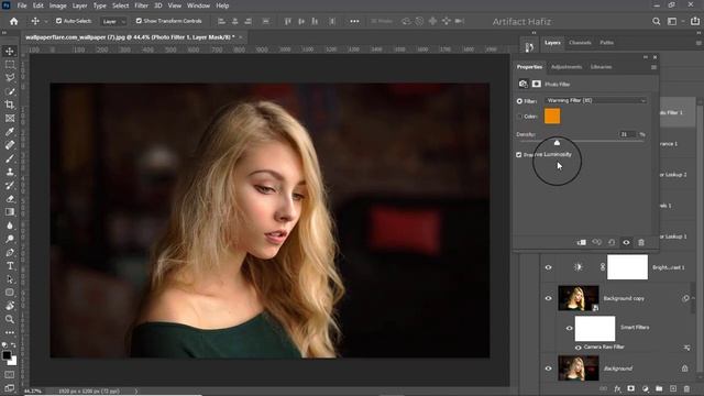 Auto Dodge & Burn in Warm Color Grading - Photoshop Tutorial смотреть онлайн