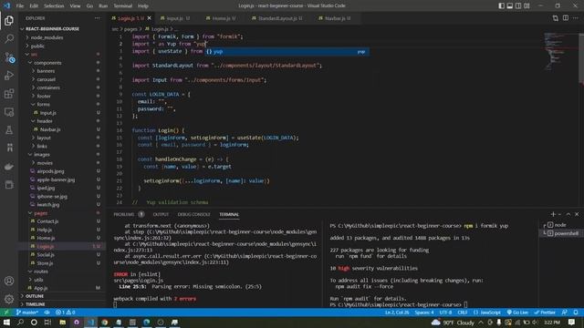 React #13 - Yup based form authentication and data validation смотреть онлайн