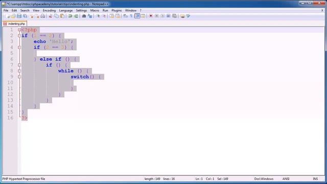 070 Indenting Code | PHP Programming смотреть онлайн