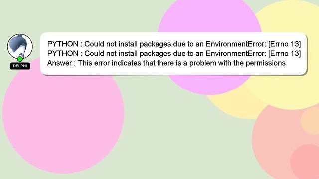 PYTHON : Could not install packages due to an EnvironmentError: [Errno 13] смотреть онлайн