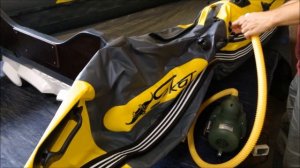 Лодка ПВХ Риф Тритон Скат 350 НДНД желто-серая, деревянный транец