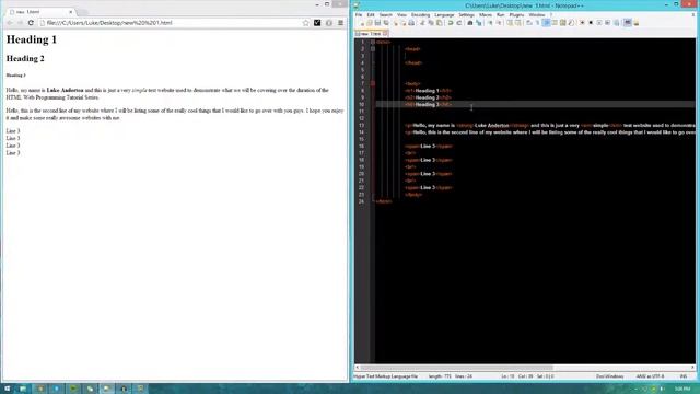 HTML Web Programming Tutorial Series - #5 Creating Headings & Horizontal Lines смотреть онлайн