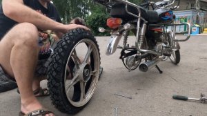 Замена задней мотопокрышки л-364 2.75-17 на мопеде Альфа 50 кубов
