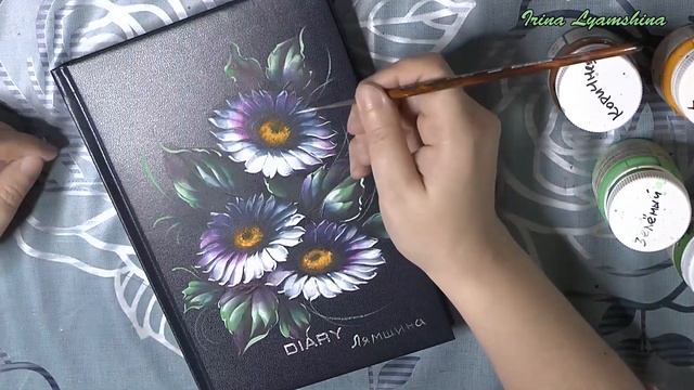 Zhostovo style, How to paint four flowers: rose, iris, poppy and chamomile смотреть онлайн