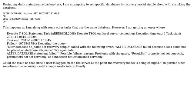 Databases: SQL Server 2008 simple recovery mode issue смотреть онлайн