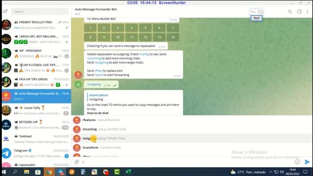 COMO REPASSAR MENSAGENS DE MANEIRA AUTOMÁTICA DE UM GRUPO PARA OUTRO NO TELEGRAM смотреть онлайн