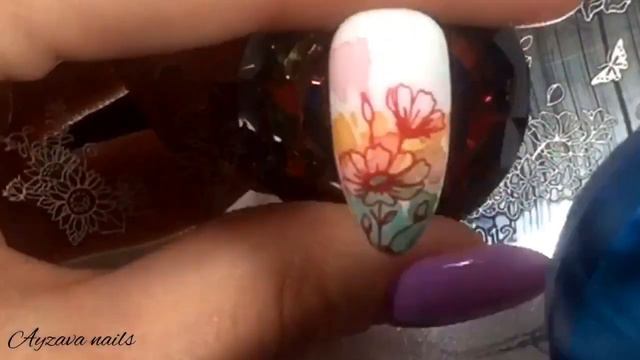 Стемпинг+акварель 🦋 Второй дизайн с марафона в Инстаграм 💐 смотреть онлайн