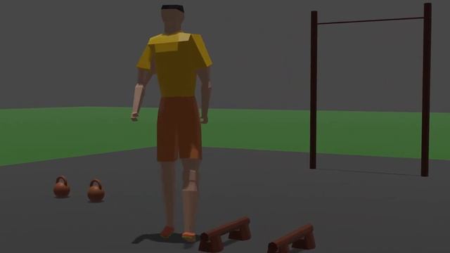 Blender 3D animation sports: horizontal bars (анимация спорт: турник-брусья) смотреть онлайн