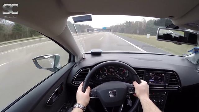 Seat Leon ST 1.6 TDI (2014) on German Autobahn - POV Top Speed Drive смотреть онлайн