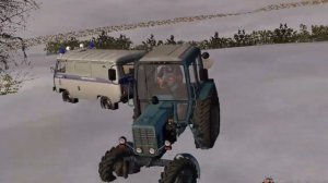 Как МТЗ 82 вытащил полицейский УАЗ