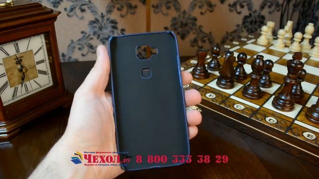 Задняя панель-крышка для Huawei Ascend G8/G7 Plus из качественной кожи с визитницей синяя смотреть онлайн