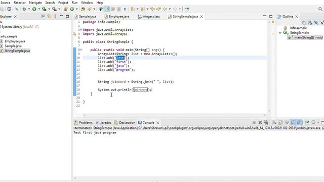 Reverse of a given string & Converting list of Strings into one String смотреть онлайн