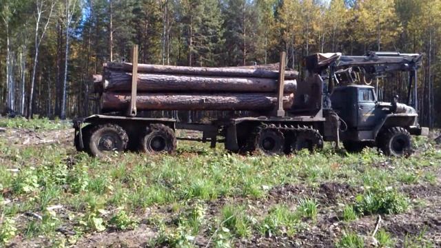 #Урал Лесовоз!на гусеницах, с ведущим прицепом.... смотреть онлайн