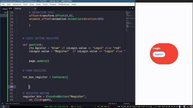 Flet Login Register Page Animation Simple смотреть онлайн