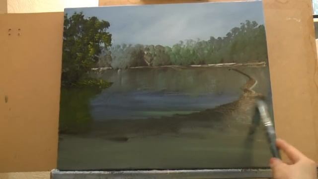 Как Акрилом рисовать деревья,траву, озеро. Лессировка. How to paint Trees, Lake, Grass in acrylic смотреть онлайн