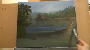 Как Акрилом  рисовать деревья,траву, озеро. Лессировка. How to paint Trees, Lake, Grass in acrylic