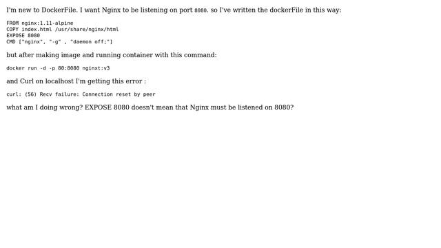 Exposing another port for Nginx in DockerFile смотреть онлайн