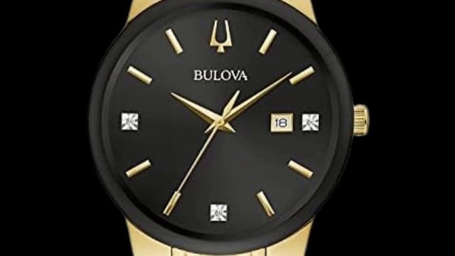 Bulova Men's Modern Gold Tone Stainless Steel 3-Hand Calendar Date Quartz Watch, Diamond Dial. смотреть онлайн