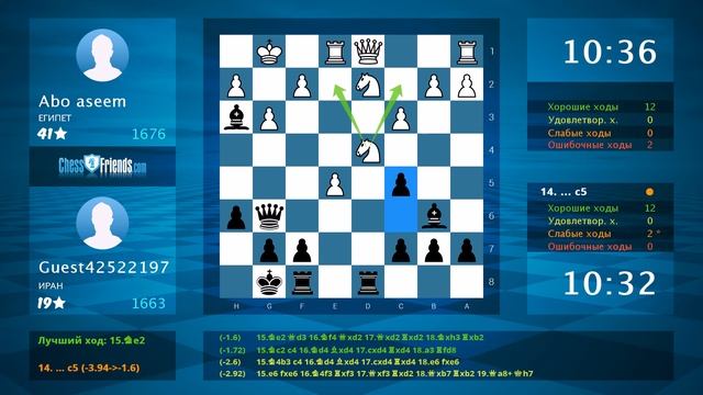 Анализ шахматной партии: Abo aseem - Guest42522197, 0-1 (по ChessFriends.com) смотреть онлайн