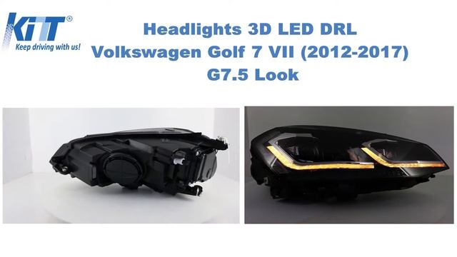 Headlights 3D LED DRL Volkswagen Golf 7 VII (2012-2017) G7.5 Look By KiTT смотреть онлайн