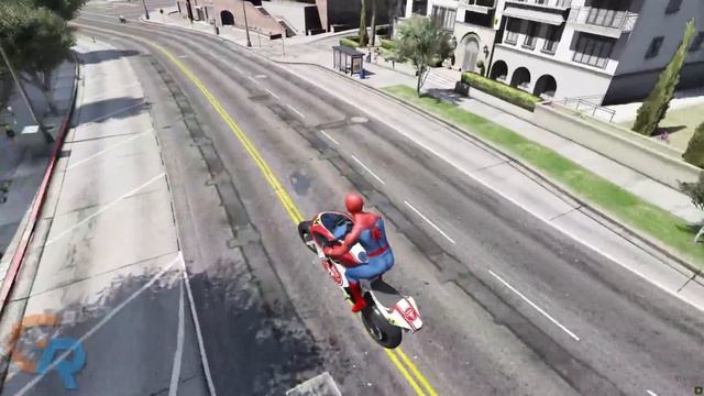GTA 5 Spiderman Bike Stunts & Fails | Spider-man Motorbike Fails (Euphoria Ragdolls) #5 смотреть онлайн