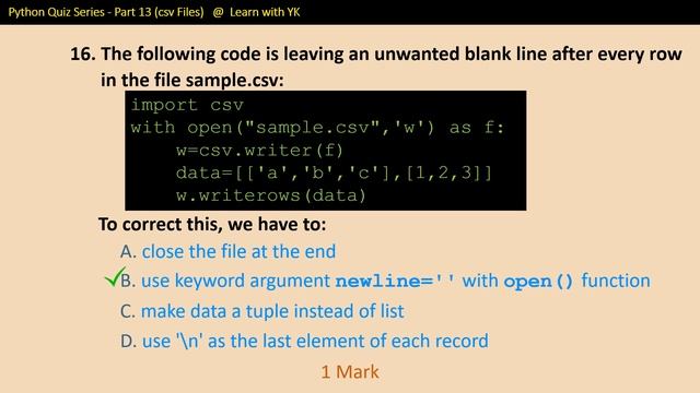 Python Quiz Series - Part 13 (CSV Files) смотреть онлайн
