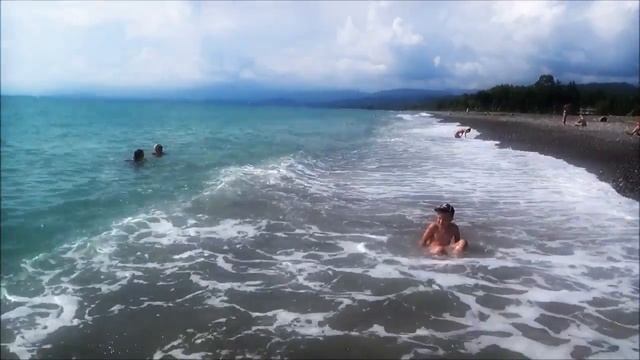 Абхазия. Агудзера. Пляж с видом на Сухум. смотреть онлайн