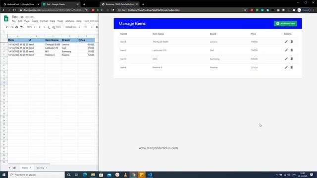 Google Sheet As Database for Web Application | CRUD using HTML, Java Script, CSS, jQuery, Bootstrap смотреть онлайн