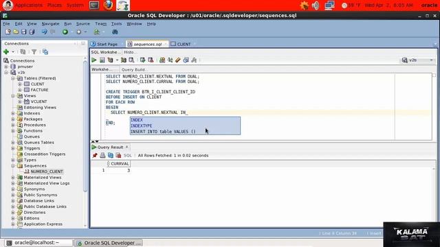 Lesson 20 : tutorial Utiliser les séquences pour l'incrémentation Oracle Database 12 смотреть онлайн