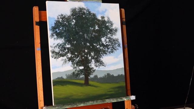 How to paint a realistic tree with loose brush strokes - Full lesson in acrylic. смотреть онлайн