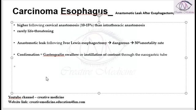Lec 25 Carcinoma Esophagus Anastomotic Leak After Esophagectomy mp4 || GIT смотреть онлайн